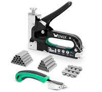 Upholstery Staple Gun with 3000 Staples and 1 Remover,3 in 1 Stapler Gun Heavy Duty, Manual Nailer Power Adjustment Stapler Gun for Wood, Upholstery, Carpentry, Decoration, DIY