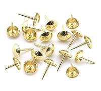 Upholstery Tacks 100pcs 7/16" Antique Round Head Furniture Nails Decoration Thumb Pushpins for Upholstered Furniture,Cork Board,DIY Projects,Home Decor (Gold)