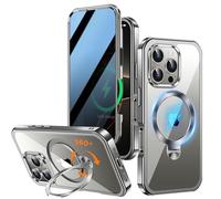 Upholyee [360° Rotatable CD Stand & Built-in Privacy Screen Magnetic Case for iPhone 16 Pro Max[Compatible with MagSafe&Full Signal] Mil-Grade Shockproof Full Body Anti-Spy Cover for 16 Pro Max-Gray