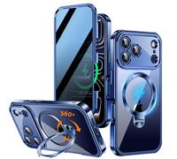 Upholyee [360° Rotatable CD Stand & Built-in Privacy Screen Magnetic Case for iPhone 17 Pro Max [Compatible with MagSafe & Full Signal] Shockproof Full Body Anti-Spy Cover for 17 Pro Max-Blue