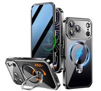 Upholyee [360° Rotatable CD Stand & Built-in Privacy Screen Magnetic Case for iPhone 17 Pro Max[Compatible with MagSafe&Full Signal] Mil-Grade Shockproof Full Body Anti-Spy Cover for 17 Pro Max-Black