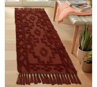 Uphome Boho Runners for Hallways 2' x 6', Washable Farmhouse Entryway Runner Rug, Cotton Tufted Bedroom Runner Rugs, Bohemian Tribal Throw Aesthetic Rug for Kitchen Doorway Living Room, Terracotta