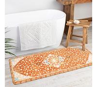 Uphome Colorful Bath Mat Boho Tribal Bathroom Rugs Non-Slip Machine Washable Bath Rug Soft Velvet Farmhouse Bathroom Mat,18X47 inch