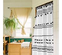 Uphome Extra Long Fabric Shower Curtain for Bathroom, Black and White Boho Shower Curtain Set Chic Triangle Geometric Tassel Cloth Bath Curtains, Waterproof Machine Washable for Modern Bathtub 72x84