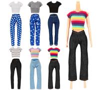UPINS 12 Pcs Doll Clothes Girls Doll Accessories for 11.8 Inch Doll Include T-Shirt Pants Regular Outfit Doll Clothing Girl Birthday Gift