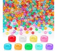 UPINS 1200 pcs Multi-Colored Glitter Pony Beads Plastic Beads for Bracelets Earrings Jewelry Making Necklace Party Decoration Supplies DIY Craft Hair Beads