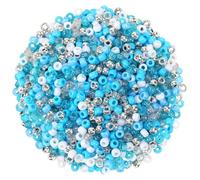 UPINS 1200 Pcs Winter Pony Beads - Blue and White Pony Beads for Hanukkah Snowflake Hair Glitter Bulk Crafts Friendship Necklace Earrings DIY