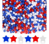 UPINS 1200Pcs Red White Blue Star DIY Beads, Patriotic Pony Beads for Jewelry Making, Home Decor, Craft Projects