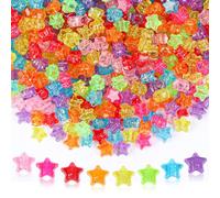 UPINS 1200Pcs Star Pony Beads, Star Shape, Plastic, Bulk for Bracelets, Necklace Making, DIY Projects, Jewelry, Decoration, Red, Orange, Yellow, Green, Blue, Purple, Pink