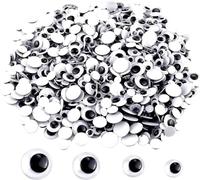 UPINS 1500 Pcs Black Wiggle Googly Eyes Stickers with Self-Adhesive, 6mm 8mm 10 mm 12mm Mixed Packaging
