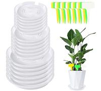 UPINS 18-Pack Clear Plastic Plant Saucers Trays with Labels (3 Sizes)