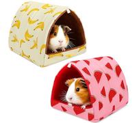 UPINS 2 Pack Guinea Pig Bed, Guinea Pig Hideout Washable Small Animal House Cage Accessories for Dwarf Rabbits Chinchillas Hamsters Hedgehogs Ferrets Bearded Dragons and Rats