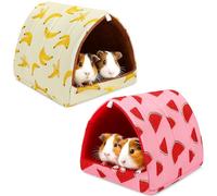 UPINS 2 Pack Guinea Pig Bed, Guinea Pig Hideout Washable Small Animal House Cage Accessories for Dwarf Rabbits Chinchillas Hamsters Hedgehogs Ferrets Bearded Dragons and Rats
