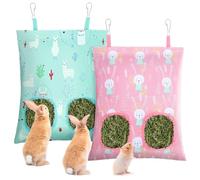 UPINS 2 Pack Hay Bag for Rabbits, Guinea Pig Hay Bag for Guinea Pig Cage Hay Feeder for Bunny Rabbits Chinchillas Hamsters Small Pets and Animals