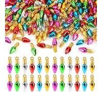 UPINS 300 Pcs Multicolour Mini Bulbs Beads Ornaments, Christmas Tree Hanging Charms with String Xmas Jewelry Making Earring Necklace Bracelet Garland Pendants for Party Favors Supplies