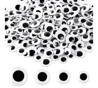 UPINS 300 Pcs Round Plastic Black Googly Wiggle Eyes Self-Adhesive Large Size 15 mm 18 mm 20 mm 25 mm
