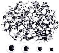 UPINS 500 Pcs Black Wiggle Googly Eyes with Self-Adhesive, 6mm 8mm 10 mm 12mm Mixed Packaging