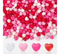 UPINS 500Pcs Valentine Heart Beads Bulk, Romantic Valentine's Day Craft Beads in Red, Pink, Rose, White 1cm Acrylic Heart Shaped Beads for Bracelets, DIY Crafts Gifts