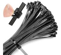 UPINS Black Cable Ties Set, 120 Pieces Resealable Cable Ties 300 x 7.6 mm Reusable UV Resistant for Family Workshop Garden Cable Management