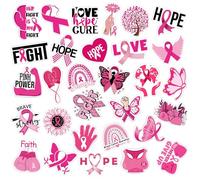 UPINS Breast Cancer Pins, 30 Pcs Acrylic Pink Ribbon Pins Breast Brooch Enamel Badge for Shirt Hat Backpack Decoration Jewelry Gift(30 Styles)