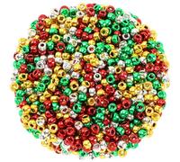 UPINS Christmas Metallic Pony Beads,1200Pcs Red Green Silver Gold Silver Plastic Craft Beads for Jewelry Making Christmas Necklace Bracelets Hair Beads DIY Crafts Hanging Ornament Supplies