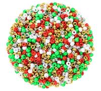 UPINS Christmas Pony Beads - 1200 Pcs Plastic Beads for Jewelry Making - Red, White, Green, Gold, Silver - DIY Crafts