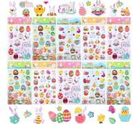 UPINS Easter Puffy Stickers for Children, 10 Sheets Easter 3D Cute Puffy Stickers Rabbit Egg Carrots Chick Foam Stickers Decals for Easter Party Gifts Scrapbooking DIY Decorations