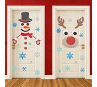 UPINS Glitter Christmas Snowman Door Stickers, Decals Clings for Decorations Window Wall Stickers Large Door and Garage Decorations Elk Xmas for Door Refrigerator Christmas Party Decoration