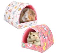 UPINS Guinea Pig Bed, Washable Guinea Pig Hideaway, Small Animal House, Cage Accessory for Dwarf Rabbits, Chinchillas, Hamsters, Hedgehogs, Ferrets, Bearded Dragons and Rats, 2 Pieces