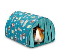 UPINS Guinea Pig Tunnel with Curtains, Small Animal Hideout Guinea Pig Bed Washable Small Animal House Cage Accessories for Mouse Chinchillas Hamsters Hedgehogs Ferrets Bearded Dragons and Rats