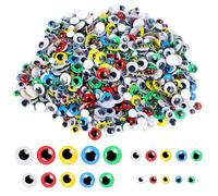 UPINS Self-Adhesive Wiggle Eyes, Pack of 1000 Plastic Wiggle Eyes, Colourful Self-Adhesive Googly Eyes for Crafts Decoration