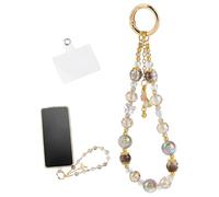 UPIQNG Cute Butterfly Phone Charms, Beaded Keychain Straps with Tether Tab for Hands-Free Use, Adorable Crystal Wristlet Keychains (Pink)