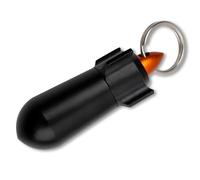 UPIQNG Mini Pill Case Rocket Shape Keychain Pill Box Portable Aluminum Medicine Holder Waterproof Vitamin Aspirin Keyring Container for Outdoor Traveling, Black