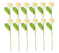 Upiulote 12Pcs Crochet Flowers, Artificial Daisy Crochet Flower Bouquet, Realistic Flower for Mother's Day Valentines Day Birthday Wedding Home Decor, White Bouquet