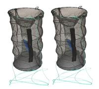Upiulote 2Pcs Minnow Trap 12x24'' Crawfish Trap 0.12'' Mesh Crab Foldable and Portable Fish for Fishing Sturdy Mesh Crawdad for Lobster Shrimp Net