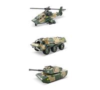 Upiulote 3pcs Diecast Vehicles Alloy Army Vehicle Models Car Toys with Tank Attack Helicopter Playset for Kids Toddlers