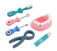 Upiulote 6PCS Kids Dentist Play Set, Wooden Toddler Doctor Play Set Teeth Tools, Early Educational Dentist Toy, Plastic Doctor Kit for Toddlers, Gifts