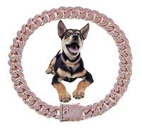 Upiulote Diamond Dog Collar 12Inch Luxury Bling Dog Collar 12.5 mm Wide Cat Chain Collars Delicate Necklace with Lockbuckle Metal Jewelry Accessories for Dogs & CatsDiamond