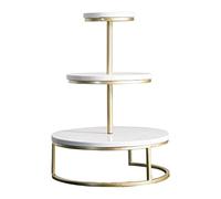 UPJAKS Dessert Cupcake Stand Marble and Gold Metal Frame Tiered Serving Tray Round Cake Stand Display Pedestal Display for Wedding Party Desktop
