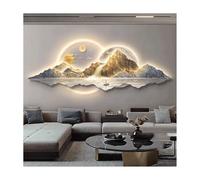 UPJAKS Landscape 3D Wall Art Decor with LED Light Sun and Moon 3D Wall Painting with Remote Control Illuminated Wall Sculpture Mural with Mountain & deer for Living Room