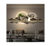 UPJAKS LED 3D Landscape Wall Art Decor with Light Flowing Water Brings Wealth Decorative Painting with Welcoming Pine Tree & Mountain Modern Wall Sculpture for Entryway