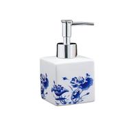 UPJAKS Liquid Ceramic Soap Dispenser Chinese Flower Pattern Lotion Bottle Vintage Blue and White Porcelain Floral Decorative Lotion Dispenser for Bathroom Commercial