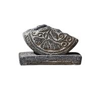 UPJAKS Plant Pot Cement Planter with Embossed Design Chinese Han Dynasty Style Plant Pot with Drainage Hole and Tray Vintage Concrete Orchid Pot for Garden Outside