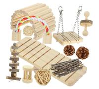 UPKOCH 1 Set Hamster Chew Set Wooden Rabbit Swing Seesaw Teething Playthings for Small Pets Natural Chewing for Healthy Teeth and Exercise for Hamsters Rabbits and Parrots