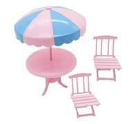 UPKOCH 1 Set Mini Plastic Beach Chair and Table Set Dollhouse Furniture Accessories for Creative Play and Decoration Includes Dining Desk and Chairs for Miniature Home
