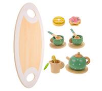 UPKOCH 1 Set Wooden Pretend Play Tea Set for Afternoon Tea with Smooth Edges Accessories for Role Play and Social Skills Development