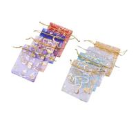 UPKOCH 100pcs Gold Heart Pattern Drawstring Organza Bags 7x9cm Pearl Mesh Pouches for Wedding Candy Favor Storage Party Supplies Random Color Random Color