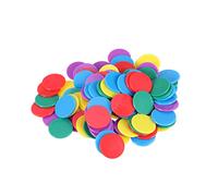 UPKOCH 100Pcs Round Colored Game Chips for Bingo and Counting Acrylic Math Tokens for Classroom Learning Sorting Addition Probability and Party Supplies in Red Blue Green Yellow