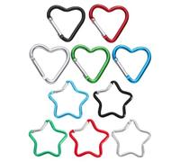 UPKOCH 10pcs Carabiner Clips - Cute Star And Heart Shaped Carabiner Keychain Clips - Aluminum Metal Key Snap Hooks For Diy Craft Phone Chain Purse Backpack