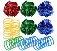 UPKOCH 10pcs Cat Set for Indoor Cats - 5 Colorful Crinkle Balls and 5 Spiral Spring, Interactive Kitten Play Accessories for Active Pet Entertainment